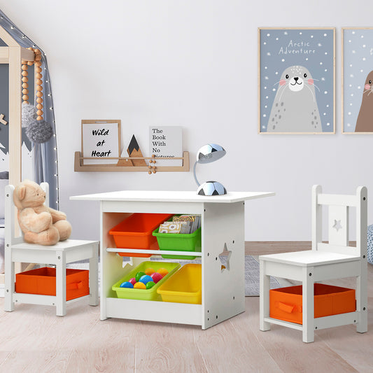 KEEZI KIDS TABLE & CHAIRS SET WITH STORAGE