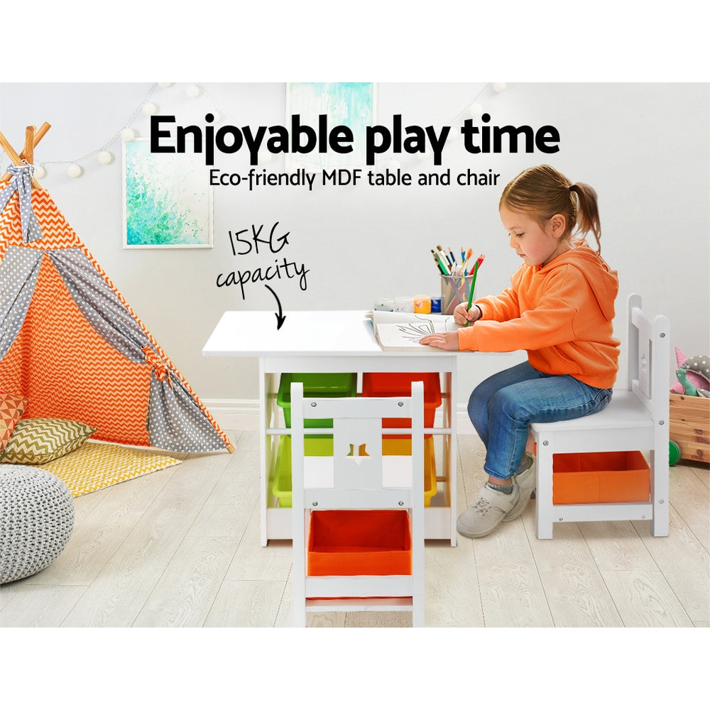 KEEZI KIDS TABLE & CHAIRS SET WITH STORAGE
