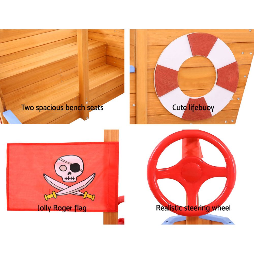 KEEZI KIDS PIRATE SHIP SANDPIT WITH CANOPY