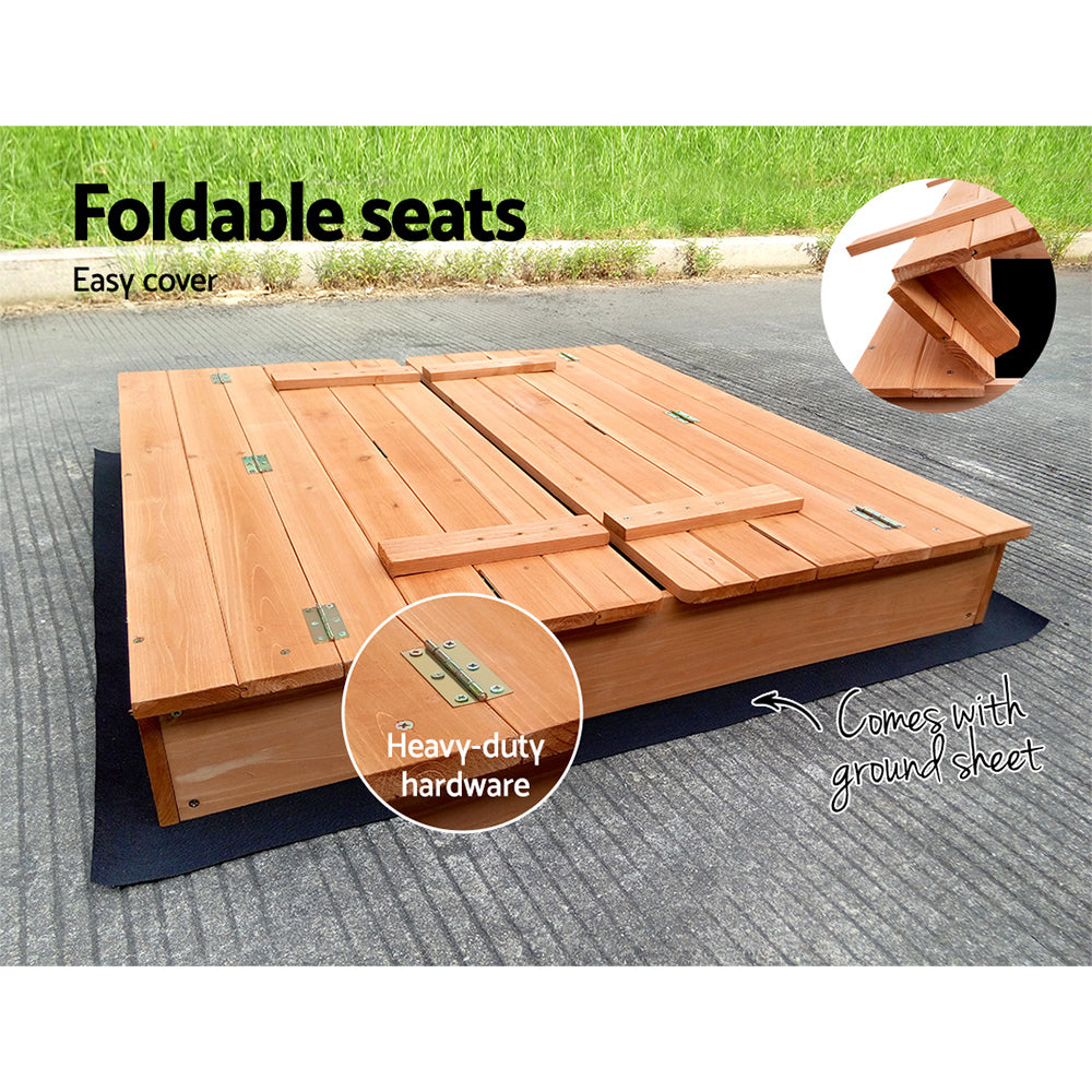 KEEZI KIDS SANDPIT WITH FOLDABLE SEATS